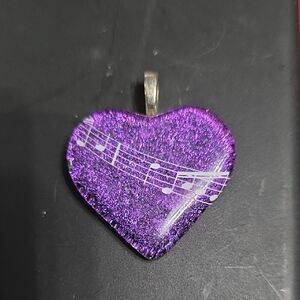 Purple Heart Music Note Pendant